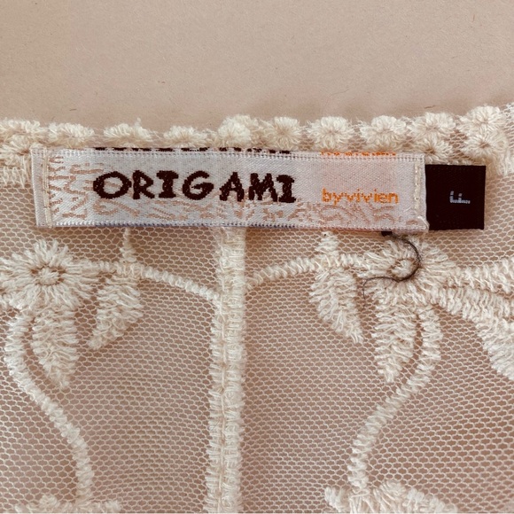 Origami by Vivian Lace Bohemian Long Kimono Duster Coverup Off White (Size F) - Picture 9 of 12